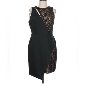 BCBGMaxAzria Black and Gold Geometric‎ Mini Dress